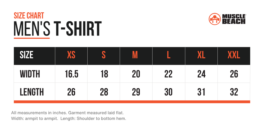 International T-Shirt size chart