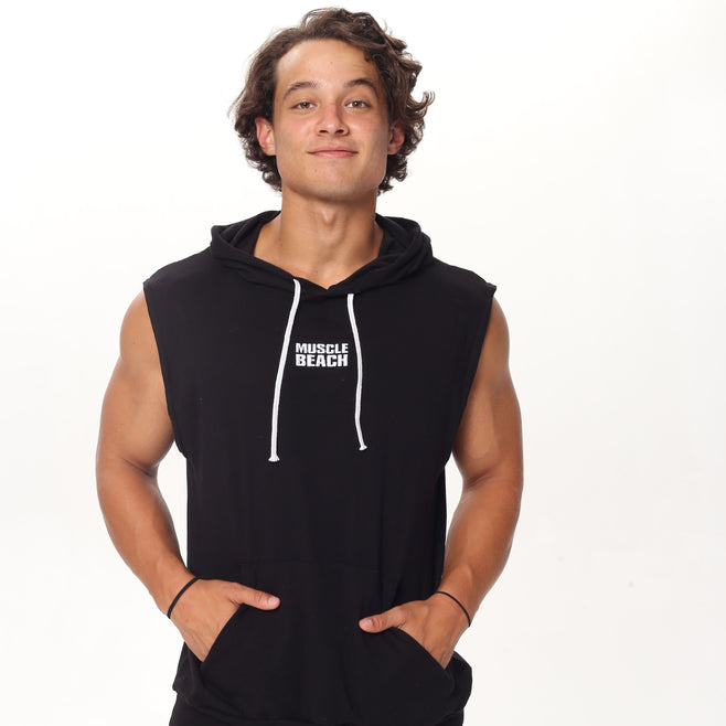 Embroidered Sleeveless Hoodie - Muscle Beach